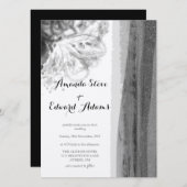 白黒フローラ結婚抽象芸術 招待状 (正面/裏面)