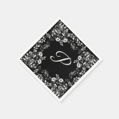 白黒フローラ結婚紙 スタンダードカクテルナプキン (角)