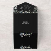 白黒フローラ緑QRコー結婚ド オールインワン招待状 (外側)