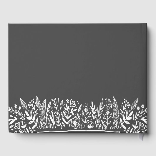 白黒フローラ縁どアート名結婚 ゲストブック (裏面)