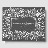 白黒フローラ縁どアート名結婚 ゲストブック (正面)