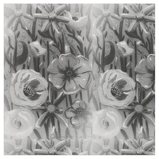 白黒フローラ織物 ファブリック (クローズアップ)