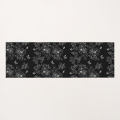 白黒フローラ自然パターンのミニマル ヨガマット (裏面(横))