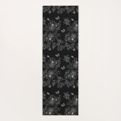 白黒フローラ自然パターンのミニマル ヨガマット (裏面)