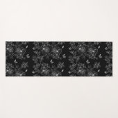 白黒フローラ自然パターンのミニマル ヨガマット (正面(横))