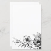 白黒フローラ色彩の鮮やかの紙 (正面/裏面)