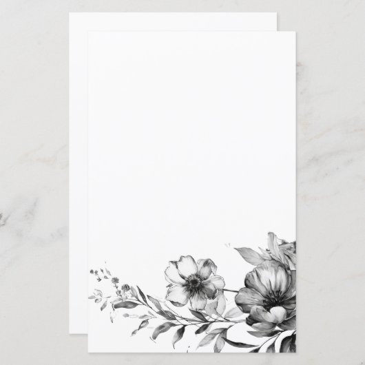 白黒フローラ色彩の鮮やかの紙 (正面/裏面)