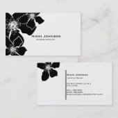 白黒フローラ花エレガント名刺 名刺 (正面/裏面)