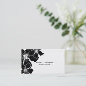 白黒フローラ花エレガント名刺 名刺 (スタンド正面)