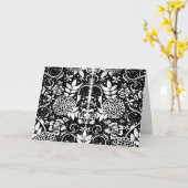 白黒フローラ花グリーティングカード カード (黄色い花)