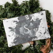 白黒フローラ芸術的パーソナライズされた贈 アクセサリーポーチ