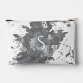 白黒フローラ芸術的パーソナライズされた贈 アクセサリーポーチ (裏面)