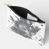 白黒フローラ芸術的パーソナライズされた贈 アクセサリーポーチ (見開き)