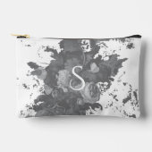 白黒フローラ芸術的パーソナライズされた贈 アクセサリーポーチ (正面)