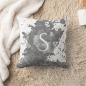 白黒フローラ芸術的パーソナライズされた贈 クッション (ブランケット)