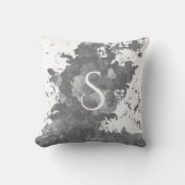 白黒フローラ芸術的パーソナライズされた贈 クッション (正面)