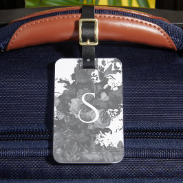 白黒フローラ芸術的パーソナライズされた贈 ラゲッジタグ