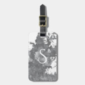 白黒フローラ芸術的パーソナライズされた贈 ラゲッジタグ (正面縦)