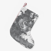 白黒フローラ芸術的 パーソナライズされた スモールクリスマスストッキング (正面 (吊り時))