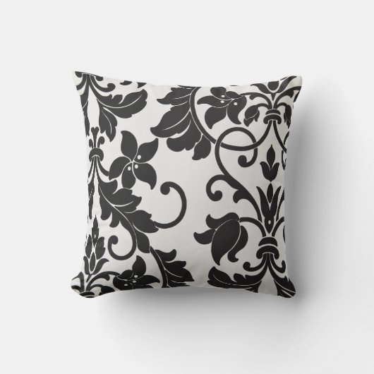 白黒フローラ装飾用クッション クッション (正面)