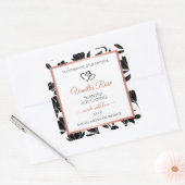 白黒フローラ製品ラベルバラ金ゴールド スクエアシール (封筒)