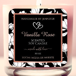 白黒フローラ製品ラベルバラ金ゴールド スクエアシール