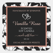 白黒フローラ製品ラベルバラ金ゴールド スクエアシール (正面)