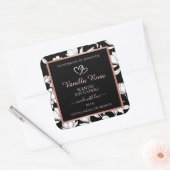 白黒フローラ製品ラベルバラ金ゴールド スクエアシール (封筒)