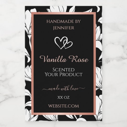 白黒フローラ製品ラベルバラ金ゴールド フードラベル (シングルラベル)