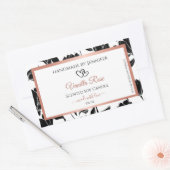 白黒フローラ製品ラベルバラ金ゴールド 長方形シール (封筒)