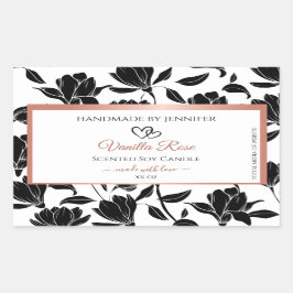 白黒フローラ製品ラベルバラ金ゴールド 長方形シール
