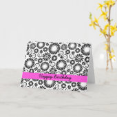 白黒フローラ誕生日カード カード (黄色い花)