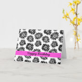 白黒フローラ誕生日カード カード (黄色い花)