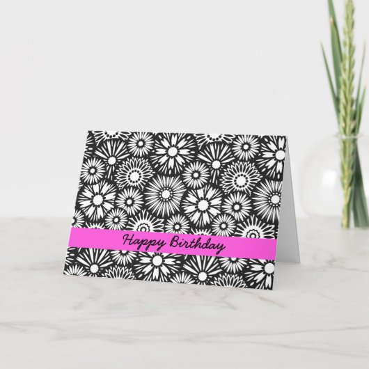 白黒フローラ誕生日カード カード (正面)