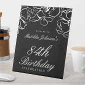 白黒フローラ誕生日パーティー歓迎サイン 台座サイン (インサイチュ)