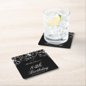 白黒フローラ誕生日パーティー スクエアペーパーコースター (インサイチュ)