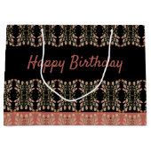 白黒フローラ誕生日 ラージペーパーバッグ (正面)