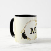 白黒フローラ金ゴールド マグカップ (正面左)