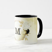 白黒フローラ金ゴールド マグカップ (正面右)