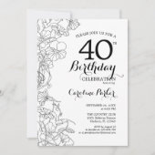 白黒フローラ40th誕生日パーティー 招待状 (正面)
