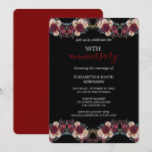 白黒フローラ50結婚周年 招待状 (正面/裏面)