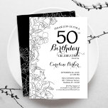白黒フローラ50th誕生日パーティー 招待状<br><div class="desc">白黒フローラ50th誕生日パーティーの招待。ボタニカルモダンアウトラインスケッチのアクセントとタイポグラフィスクリプトフォントを特徴とするミニマルデザイン。トレンディーシンプル招待状カードは女性の日スタイリッシュお祝いに最適。任意のカスタマイズ年齢にすることができる。印刷されたZazzle招待状または即時ダウンロードのデジタル印刷可能なテンプレート。</div>