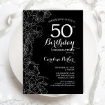 白黒フローラ50th誕生日パーティー 招待状<br><div class="desc">白黒フローラ50th誕生日パーティーの招待。ボタニカルモダンアウトラインスケッチのアクセントとタイポグラフィスクリプトフォントを特徴とするミニマルデザイン。トレンディーシンプル招待状カードは女性の日スタイリッシュお祝いに最適。任意のカスタマイズ年齢にすることができる。印刷されたZazzle招待状または即時ダウンロードのデジタル印刷可能なテンプレート。</div>