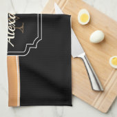 白黒フローラ キッチンタオル (四つ折り)