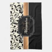 白黒フローラ キッチンタオル (縦)