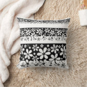 白黒フローラ クッション (ブランケット)