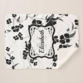 白黒フローラ シェルパブランケット (正面(横))