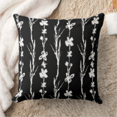 白黒フローラ ストライプ クッション (ブランケット)
