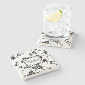 白黒フローラ ストーンコースター (横)