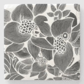 白黒フローラ ストーンコースター (正面)